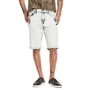 G By Guess Men’s Slim Short Patched Details Acid Wash Size 31